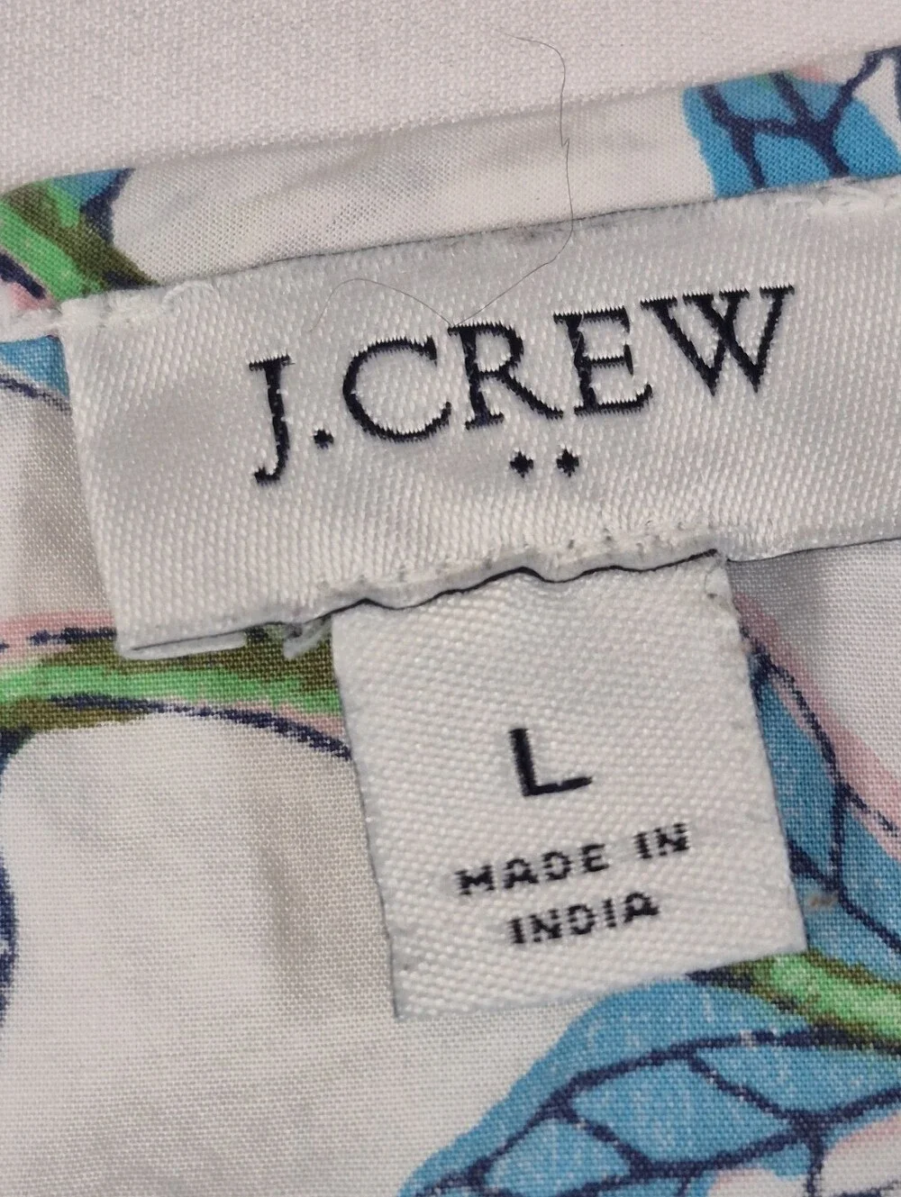 J. Crew BR635 White & Blue Bright Floral Puff Sleeve Blouse Women’s Size Large